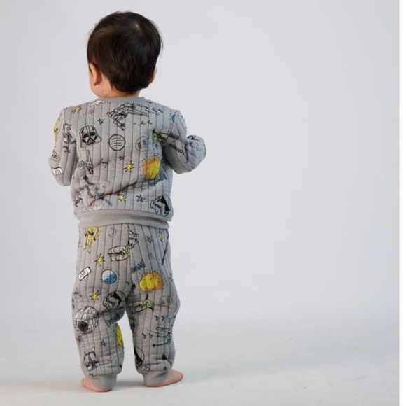 Star Wars Gray Grey Baby Boy Quilted Jogger Set Ribbed Set Size 18 Months - Picture 1 of 7